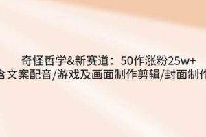 奇怪哲学-新赛道：50作涨粉25w+含文案配音/游戏及画面制作剪辑/封面制作等-我的网站