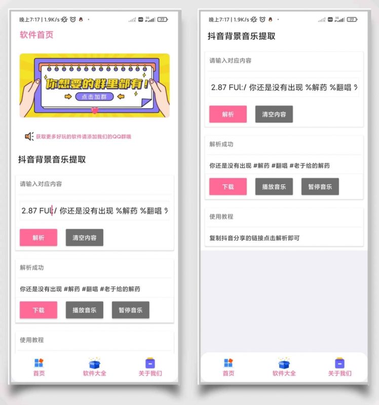 抖音短视频背景音乐解析下载工具-我的网站