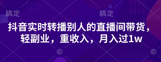 抖音实时转播别人的直播间带货，轻副业，重收入，月入过1w-我的网站