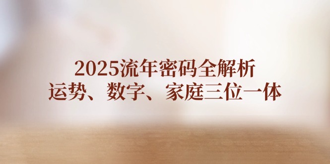 （14466期）2025流年密码全解析，运势、数字、家庭三位一体-我的网站