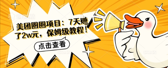 美团圈圈项目：7天挣了2w元，保姆级教程-我的网站