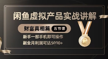 精品！闲鱼虚拟产品实战讲解，新手一部手机即可操作，副业月利润可达5k+-我的网站