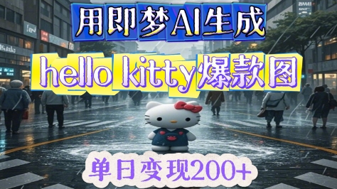 用即梦AI生成Hello Kitty爆款图，单日变现2张-我的网站