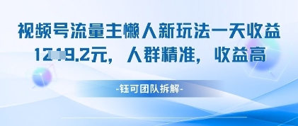 视频号流量主懒人新玩法，一天收益1k，人群精准收益高-我的网站