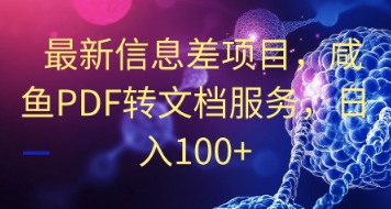 最新信息差项目，咸鱼PDF转文档服务，日入100+-我的网站