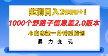 2025抖音1000个野路子信息差最新玩法，一分钟过原创，暴力变现月入几k-我的网站