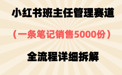 小红书班主任管理赛道，一套资料卖了5000份，全流程详细拆解-我的网站