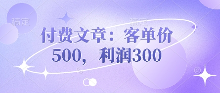 付费文章：客单价500，利润300-我的网站