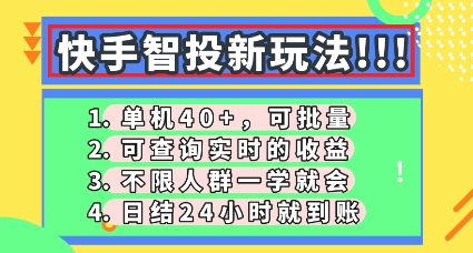快手智投新玩法，单机日入40+，可批量，可查询实时收益，零门槛【揭秘】-我的网站