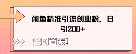 闲鱼精准引流创业粉，轻松日引200+-我的网站