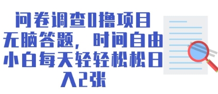 问卷调查0撸项目，无脑答题，时间自由，小白每天轻轻松松日入2张-我的网站