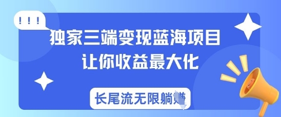 独家三端变现蓝海项目，让你收益最大化，长尾流无限躺挣-我的网站