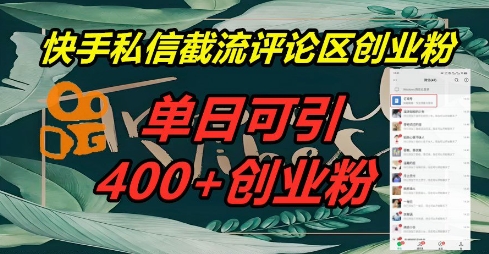 快手私信截流创业粉，一天引流400+-我的网站