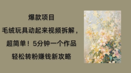毛绒玩具动起来项目拆解，三四分钟一个作品，轻松转粉挣钱新玩法-我的网站