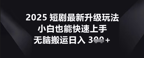 2025短剧最新升级玩法，小白也能快速上手，无脑搬运日入3张-我的网站