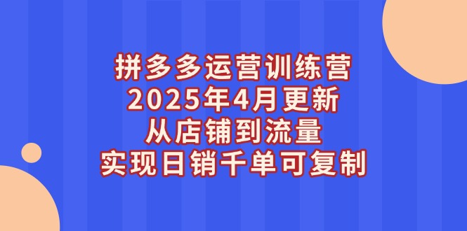 （14469期）拼多多运营训练营2025年4月更新，从店铺到流量，实现日销千单可复制-我的网站