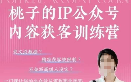 桃子IP公众号内容获客训练营(第3期)，一门让你公众号从0到商业闭环的课程-我的网站