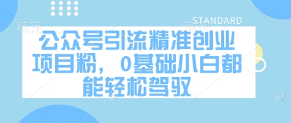 公众号引流精准创业项目粉，0基础小白都能轻松驾驭-我的网站