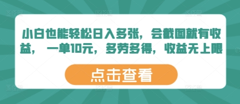 小白也能轻松日入多张，会截图就有收益， 一单10元，多劳多得，收益无上限-我的网站