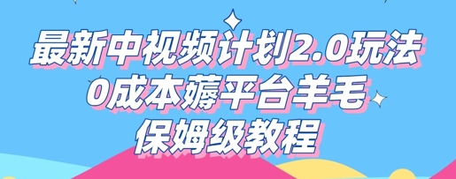 最新中视频计划2.0玩法，0成本薅平台羊毛，保姆级教程-我的网站
