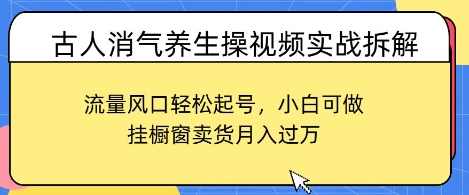 古人消气养生操视频实战拆解，流量风口轻松起号，小白可做，挂橱窗卖货月入过W-我的网站