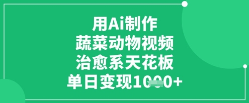 用Ai制作蔬菜动物视频，治愈系天花板，单日变现1k-我的网站