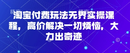 淘宝付费玩法无界实操课程，高价解决一切烦恼，大力出奇迹-我的网站