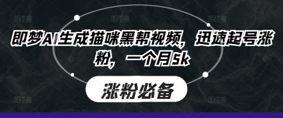 即梦AI生成猫咪黑帮视频，迅速起号涨粉，一个月5k-我的网站