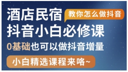 抖音本地生活酒店民宿运营，0基础也可以做抖音增量-我的网站