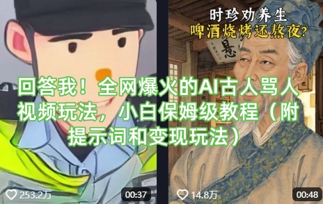 回答我！全网爆火的AI古人骂人视频玩法，小白保姆级教程（附提示词和变现玩法）-我的网站