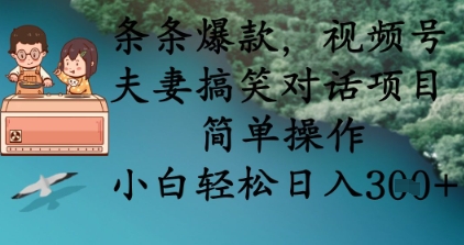 条条爆款，视频号夫妻搞笑对话项目，简单操作，小白轻松日入3张+-我的网站