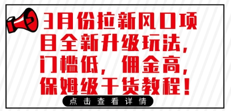 3月份拉新风口项目全新升级玩法，门槛低，佣金高，保姆级干货教程-我的网站