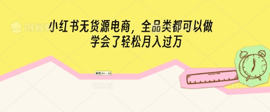 小红书无货源电商，全品类都可以做，学会了轻松月入过W-我的网站