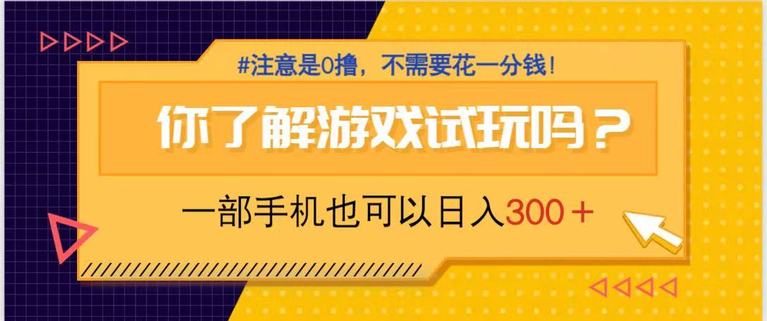 （14440期）游戏试玩，一部手机就可以日入300+，纯0撸项目，不需要花任何一分钱，…-我的网站