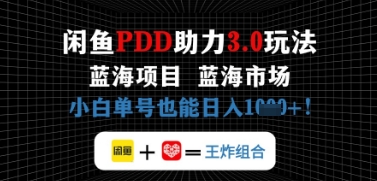 闲鱼拼多多助力，蓝海项目新手单号也能日入几张-我的网站