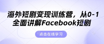 海外短剧变现训练营，从0-1全面讲解Facebook短剧-我的网站