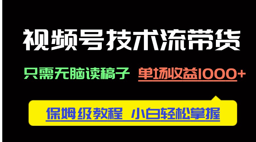（14476期）视频号技术流带货，只需无脑读稿子，单场收益1000+ 保姆级教程，小白轻…-我的网站