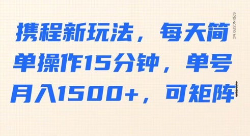 携程新玩法，每天简单操作15分钟，单号月入1500+，可矩阵-我的网站