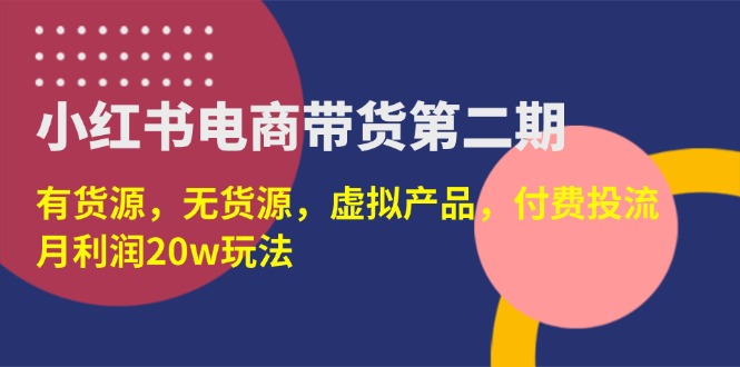 （14186期）小红书电商带货第二期，有货源，无货源，虚拟产品，付费投流，月利润20w-我的网站