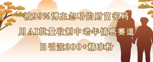 被99%博主忽略的财富密码：用AI批量收割中老年情感赛道，日引流300+精准粉-我的网站