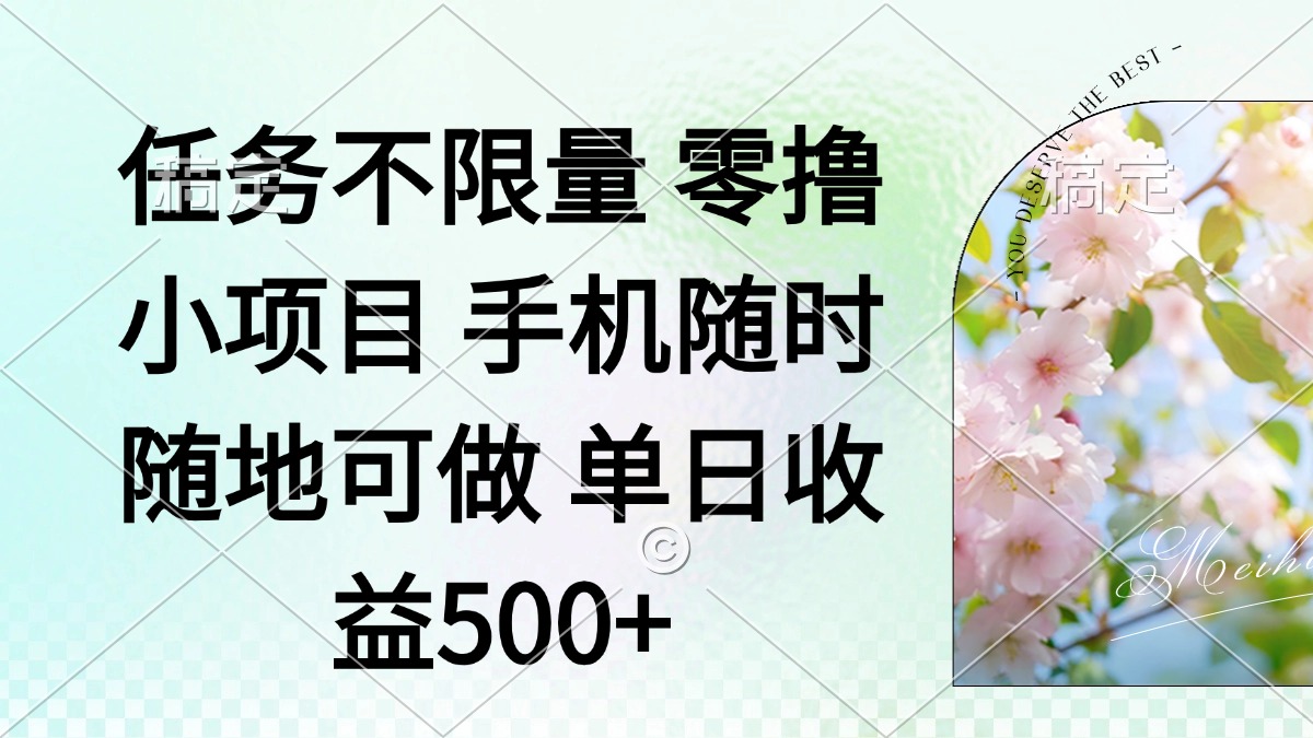（14391期）零撸小项目 手机随时可做 任务不限量 单日收益500＋-我的网站