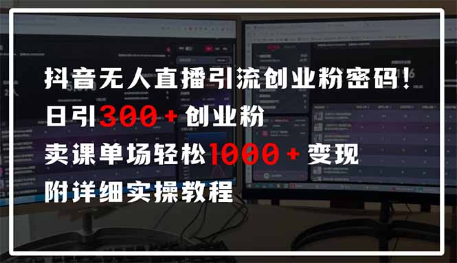 （14564期）抖音无人直播引流密码！日引300+创业粉 单场轻松1000+变现 附详细实操教程-我的网站