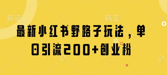 最新小红书野路子玩法，单日引流200+创业粉-我的网站
