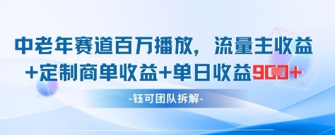 中老年赛道百万播放+流量主收益+定制收益，单日收益9张-我的网站