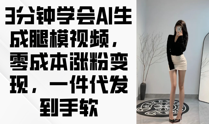 （14537期）3分钟学会AI生成腿模视频，零成本涨粉变现，一件代发到手软-我的网站