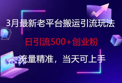 3月最新老平台搬运引流玩法，日引流500+创业粉，流量精准，当天可上手-我的网站