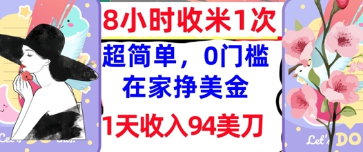 在家轻松挣美金，超简单，1天收入94刀，0门槛，8小时收米1次-我的网站