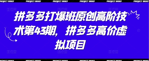 拼多多打爆班原创高阶技术第43期，拼多多高价虚拟项目-我的网站