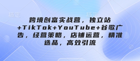 跨境创富实战营，独立站+TikTok+YouTube+谷歌广告，经营策略，店铺运营，精准选品，高效引流-我的网站