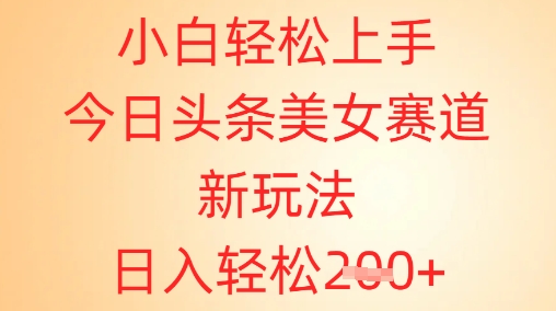小白轻松上手，今日头条美女赛道新玩法，日入轻松2张+-我的网站